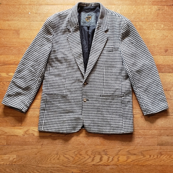 Structure Other - Vintage 80s 90s Structure Black White Houndstooth Blazer sz Large